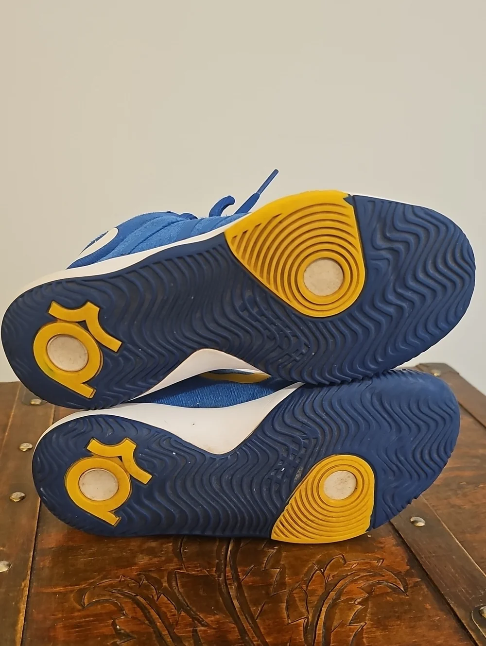 Nike KD Kids' Blue and Yellow Basketball Shoes